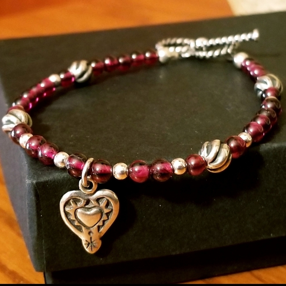 Rare Silpada Sterling Silver & Garnet Bracelet